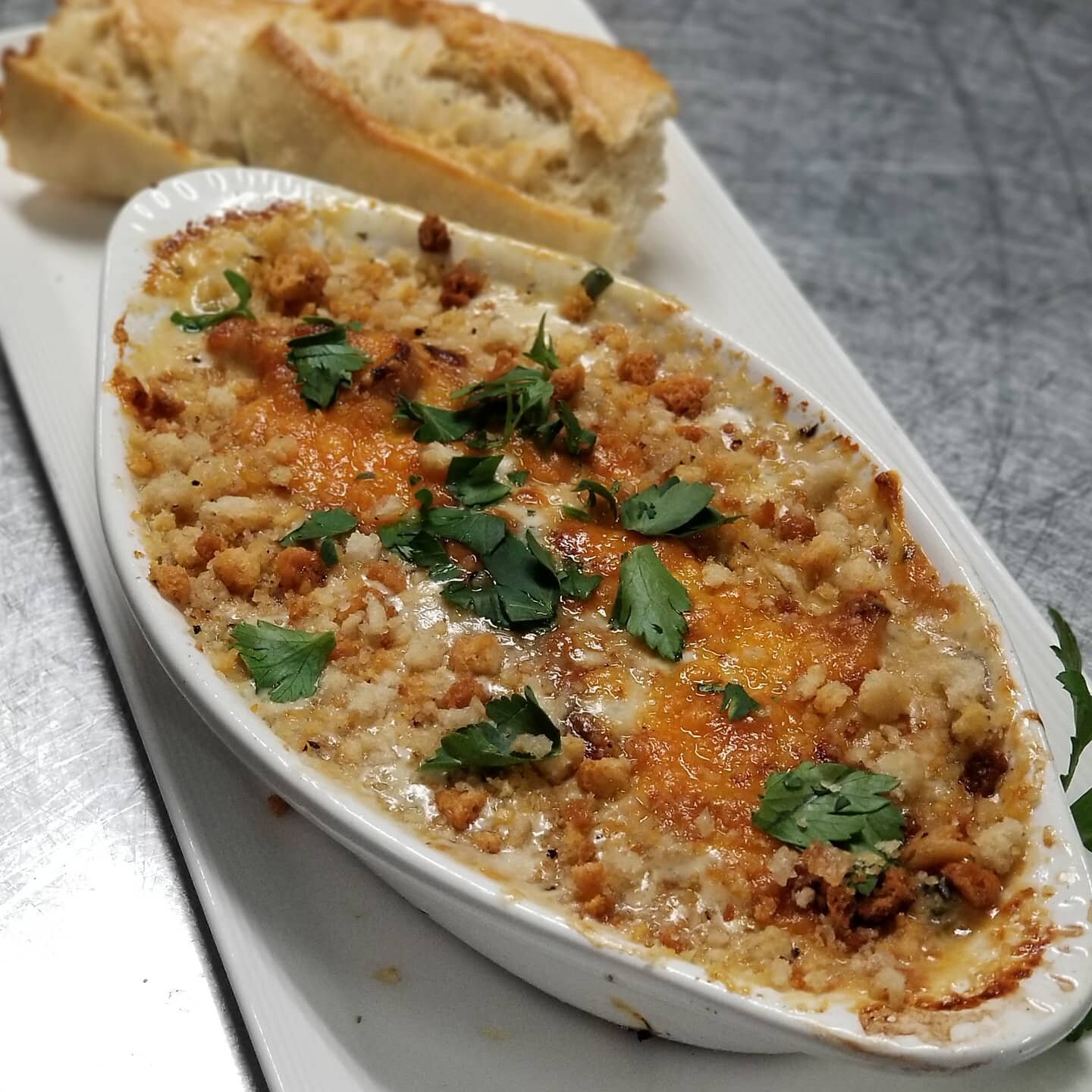 Oyster Au Gratin w/ bacon, mushrooms + Tillamook cheddar on the specials board tonight!  #eatlocal #supportlocal #teamschooner